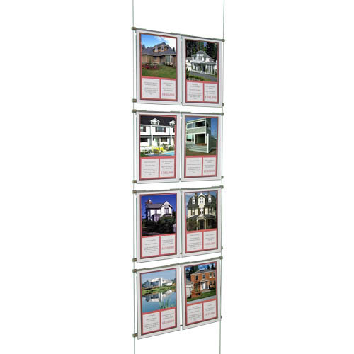 Suspended hook-over estate agent window display